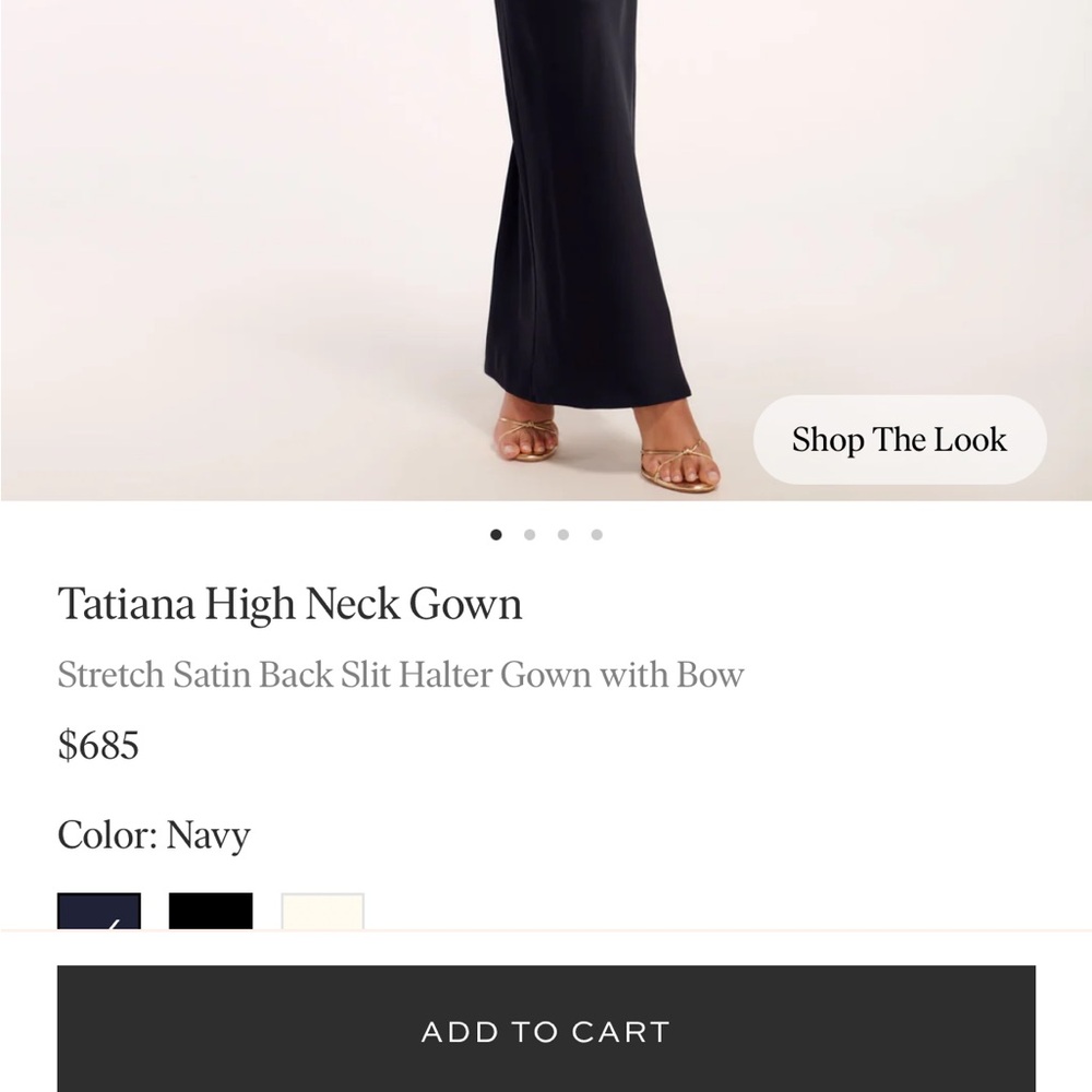 Ramy Brook Tatiana High Neck Gown Stretch Satin Back Slit Halter Gown wit… - Picture 4 of 4